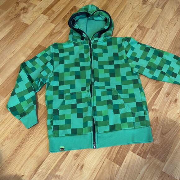 Kids Mad Engine Green Pixelated Minecraft Creeper Hoodie - Picture 4 of 10